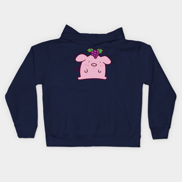 Grapes Pig Kids Hoodie by saradaboru